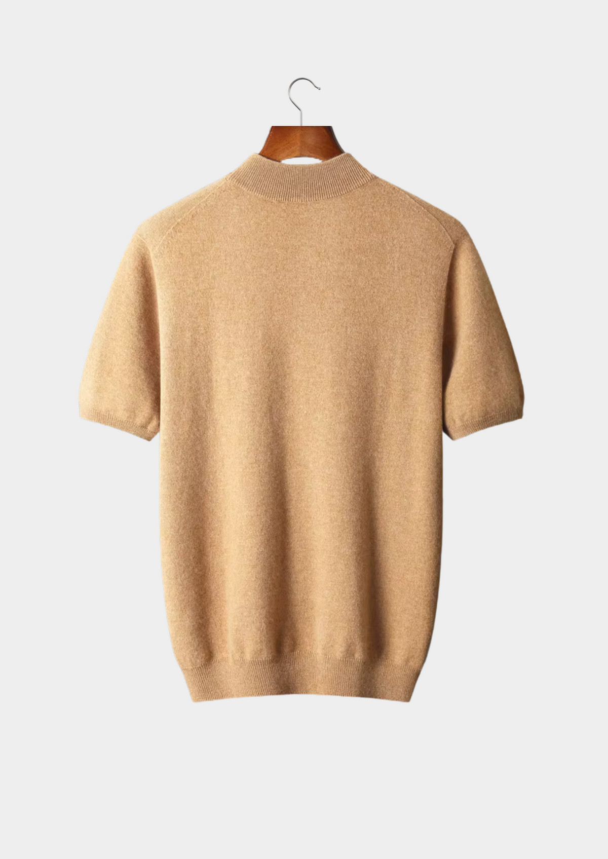 Herren Feinstrick-Shirt mit Stehkragen und Kurzen Ärmeln