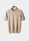 Herren Feinstrick-Shirt mit Rundhalsausschnitt und Kurzen Ärmeln