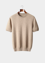 Herren Feinstrick-Shirt mit Rundhalsausschnitt und Kurzen Ärmeln