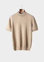Herren Feinstrick-Shirt mit Stehkragen und Kurzen Ärmeln