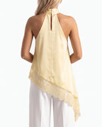 Damen Asymmetrisches Top mit Spitzenbesatz und Offenem Rücken 15