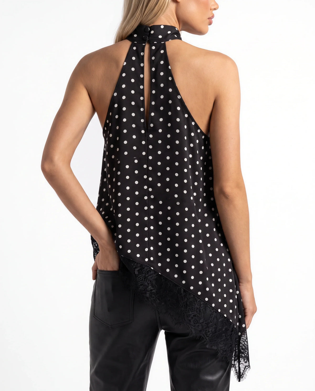 Damen Asymmetrisches Top mit Spitzenbesatz und Offenem Rücken 27