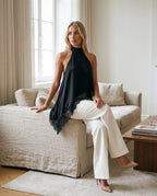 Damen Asymmetrisches Top mit Spitzenbesatz und Offenem Rücken 4
