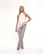 Damen Asymmetrisches Top mit Spitzenbesatz und Offenem Rücken 5