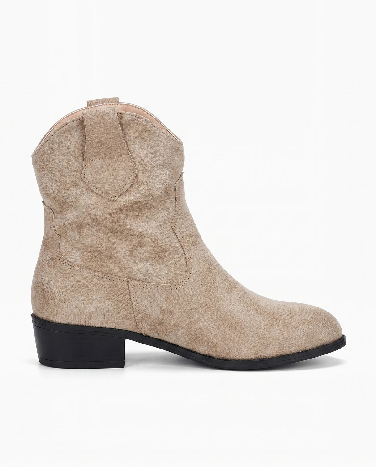 Damen Cowboy Stiefeletten aus Wildleder auf Niedrigem Absatz 1