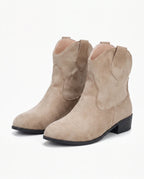 Damen Cowboy Stiefeletten aus Wildleder auf Niedrigem Absatz 2