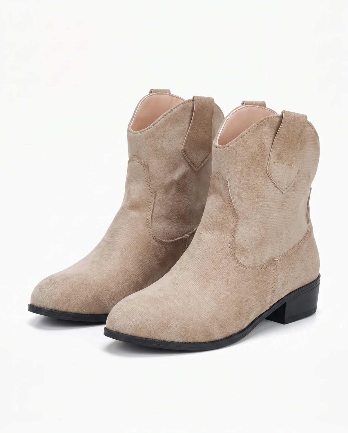 Damen Cowboy Stiefeletten aus Wildleder auf Niedrigem Absatz 2