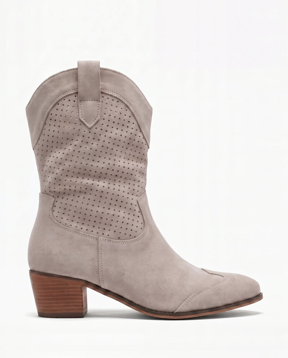 Damen Cowboystiefel aus Wildleder mit Perforiertem Schaft 1