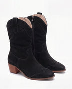 Damen Cowboystiefel aus Wildleder mit Perforiertem Schaft 10