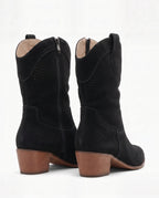 Damen Cowboystiefel aus Wildleder mit Perforiertem Schaft 11