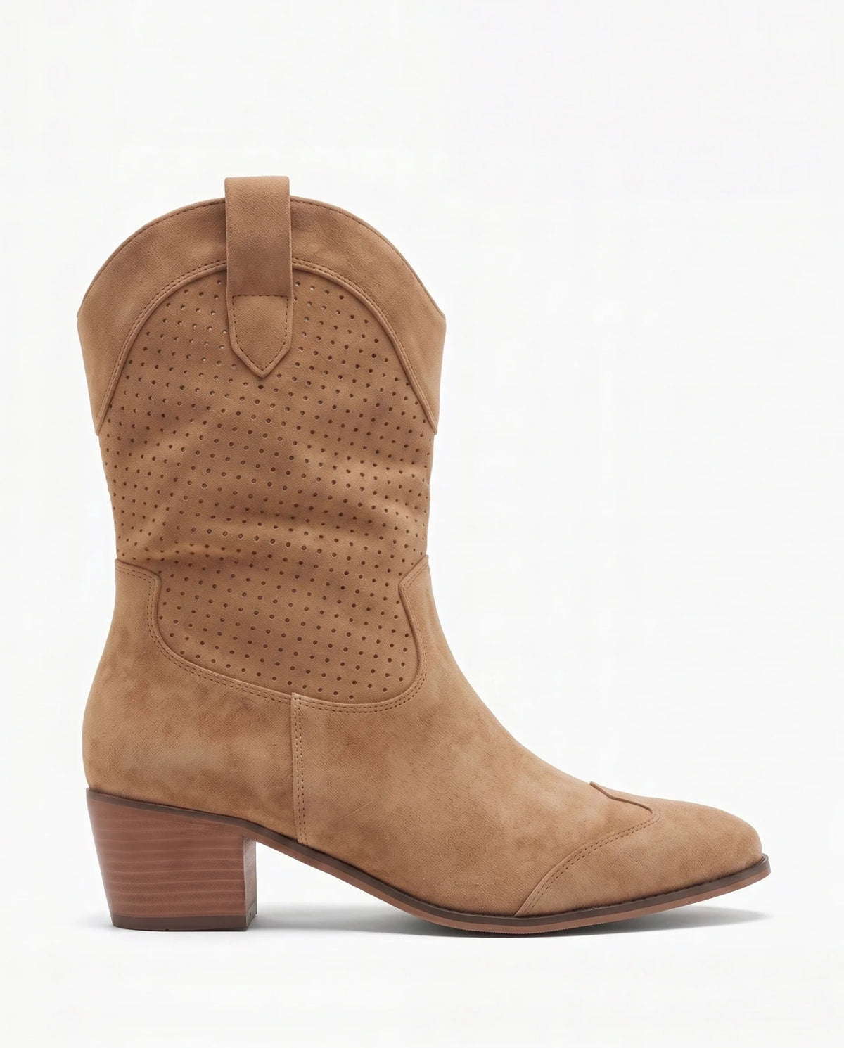 Damen Cowboystiefel aus Wildleder mit Perforiertem Schaft 13