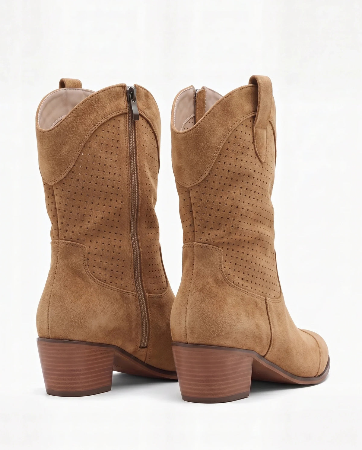 Damen Cowboystiefel aus Wildleder mit Perforiertem Schaft 15