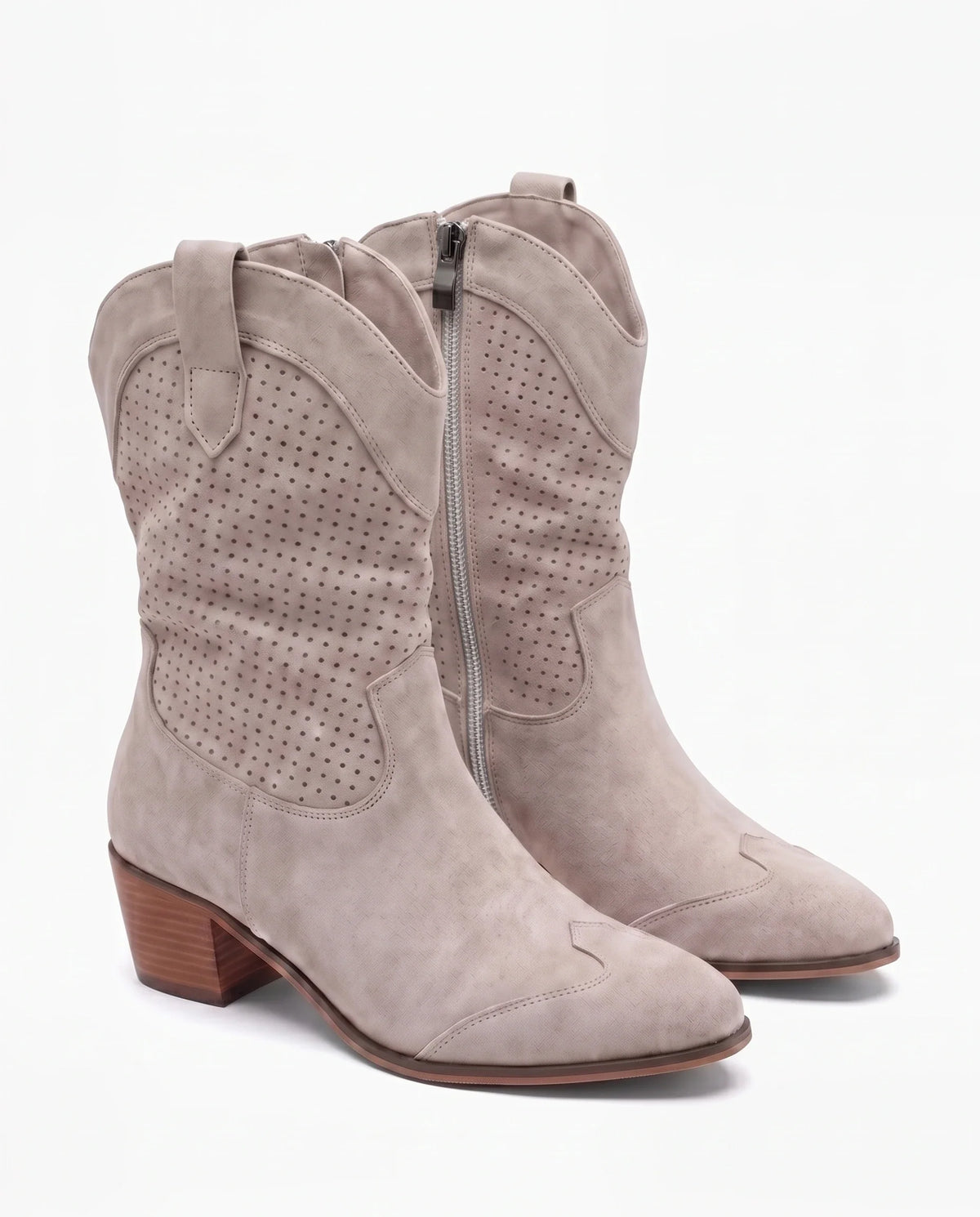Damen Cowboystiefel aus Wildleder mit Perforiertem Schaft 2