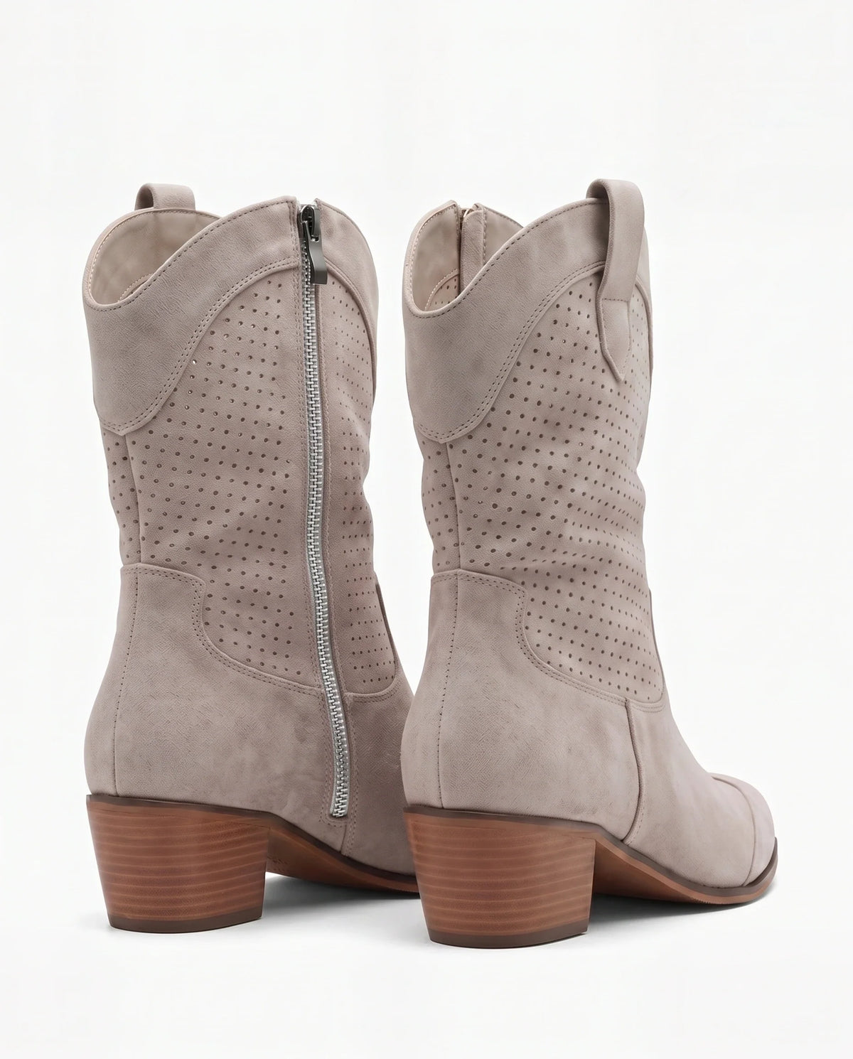 Damen Cowboystiefel aus Wildleder mit Perforiertem Schaft 3