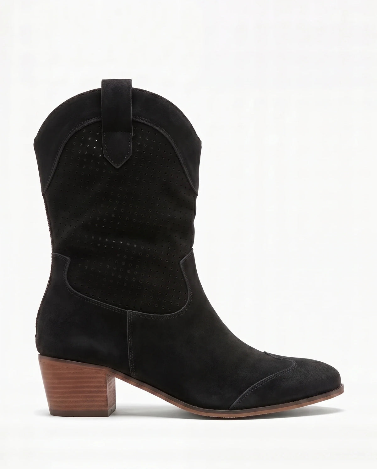 Damen Cowboystiefel aus Wildleder mit Perforiertem Schaft 9