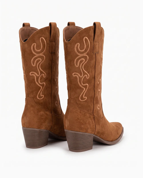 Damen Cowboystiefel aus Wildleder mit Stickerei 2