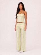 Damen Gestreiftes Set mit Korsagentop und Weiter Hose 1