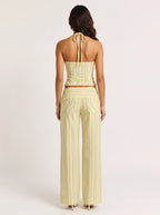Damen Gestreiftes Set mit Korsagentop und Weiter Hose 2