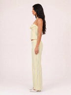 Damen Gestreiftes Set mit Korsagentop und Weiter Hose 3