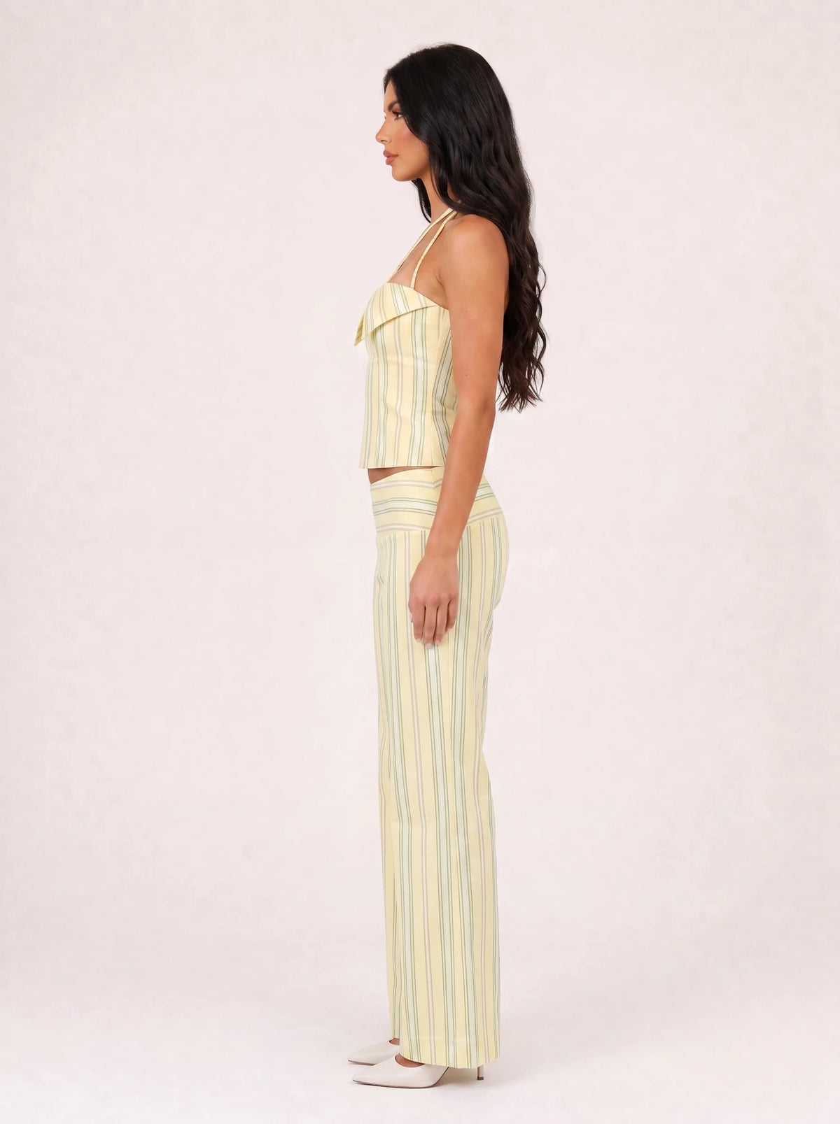 Damen Gestreiftes Set mit Korsagentop und Weiter Hose 3