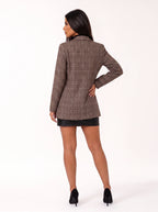 Damen Karierter Blazer mit Einem Knopf und Pattentaschen 2