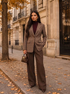 Damen Karierter Blazer mit Einem Knopf und Pattentaschen 4