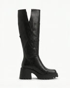 Damen Kniestiefel auf Blockabsatz und Dicker Plateausohle 1
