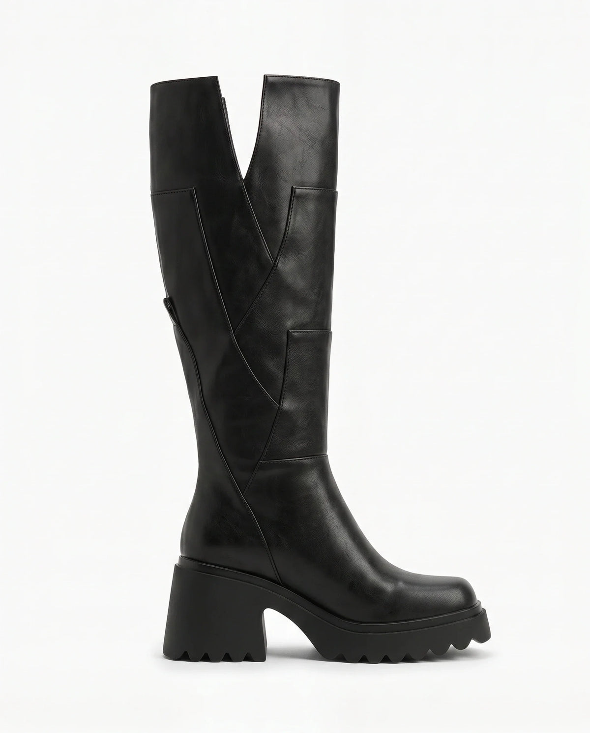 Damen Kniestiefel auf Blockabsatz und Dicker Plateausohle 1