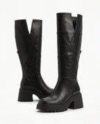 Damen Kniestiefel auf Blockabsatz und Dicker Plateausohle 2