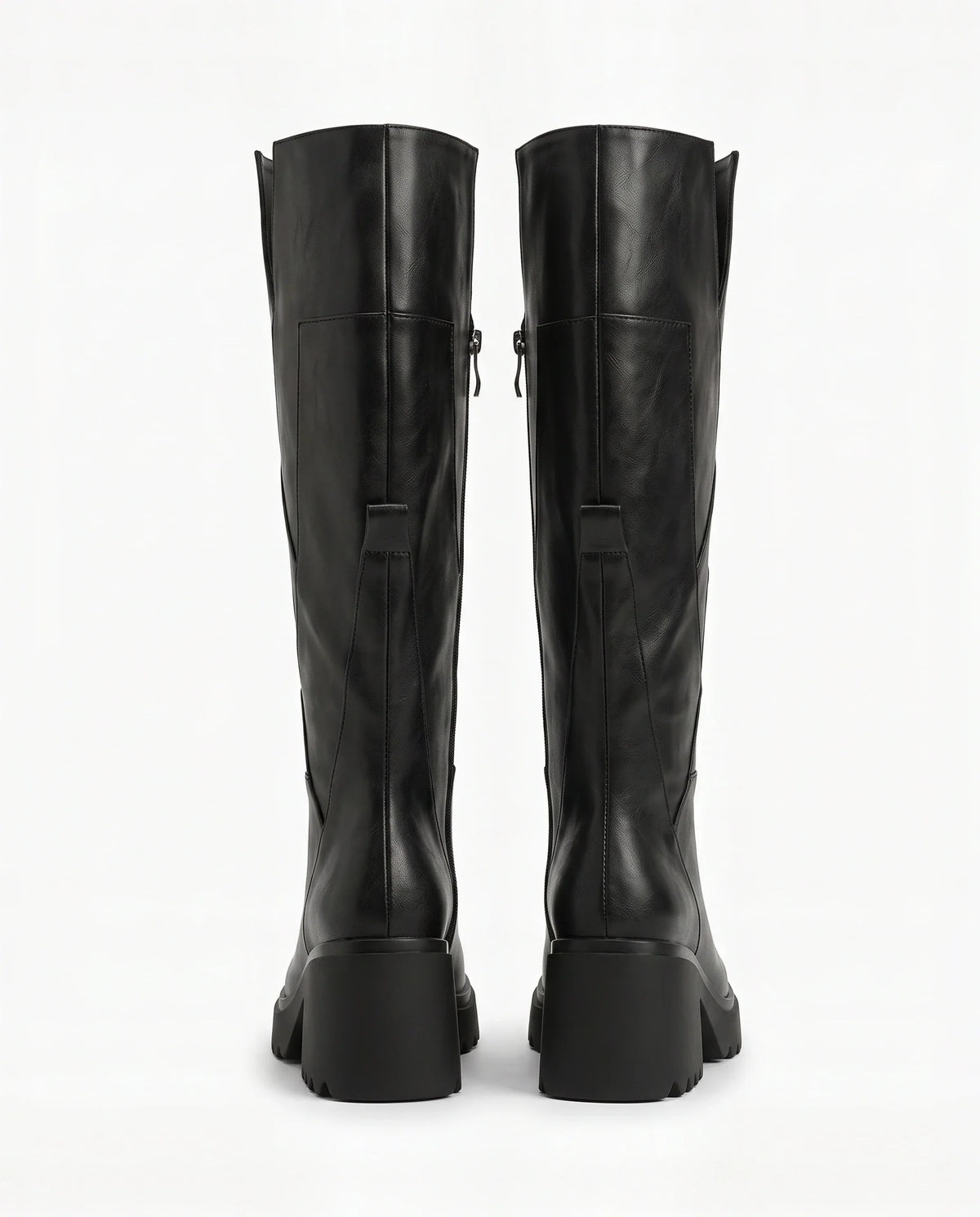 Damen Kniestiefel auf Blockabsatz und Dicker Plateausohle 3