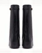Damen Kniestiefel mit Verdecktem Keilabsatz und Überschlag 11