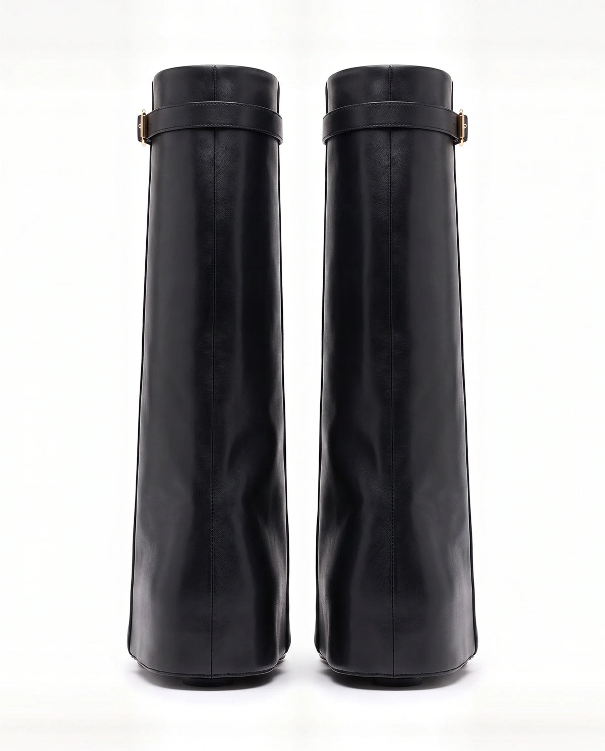 Damen Kniestiefel mit Verdecktem Keilabsatz und Überschlag 11