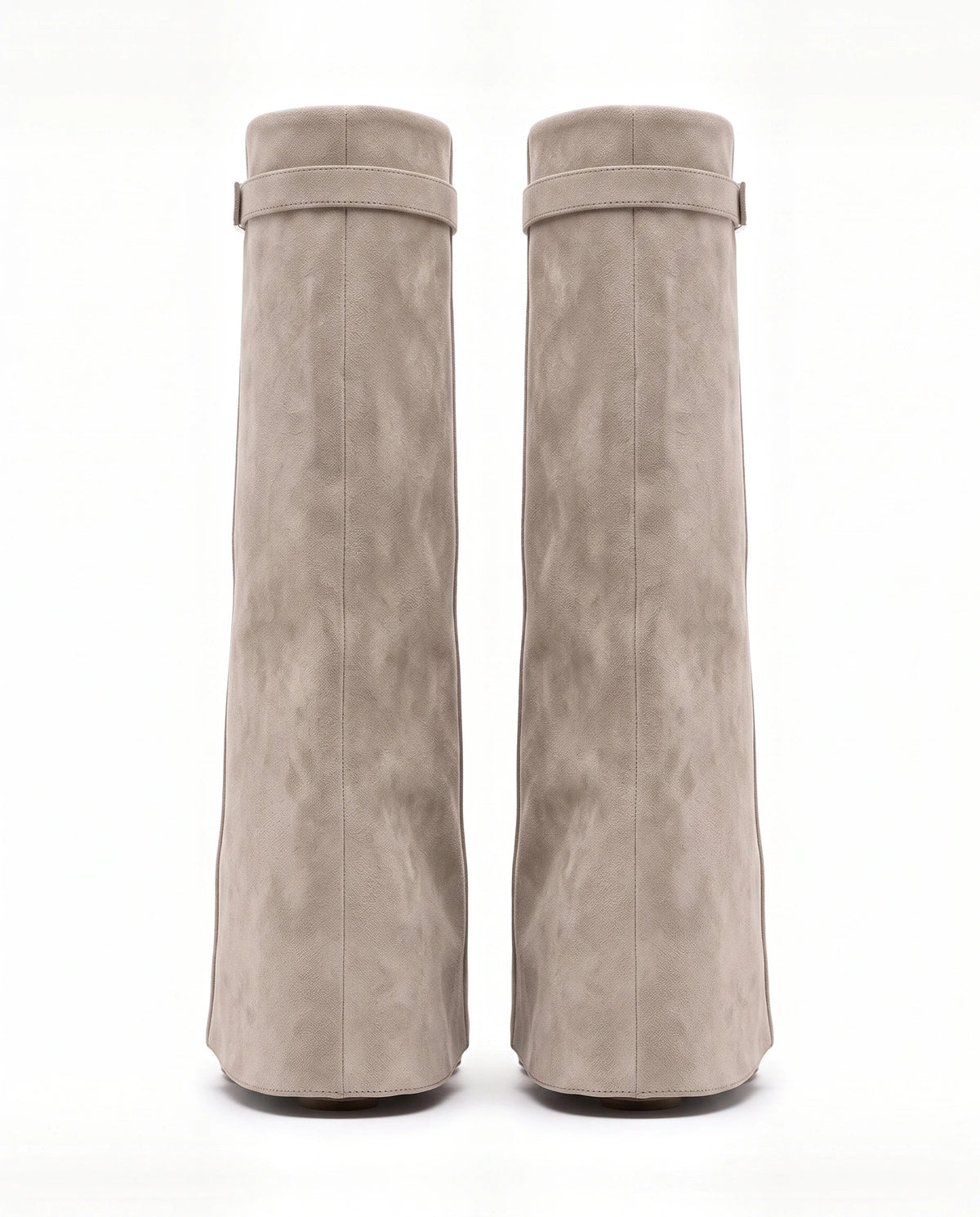 Damen Kniestiefel mit Verdecktem Keilabsatz und Überschlag 3