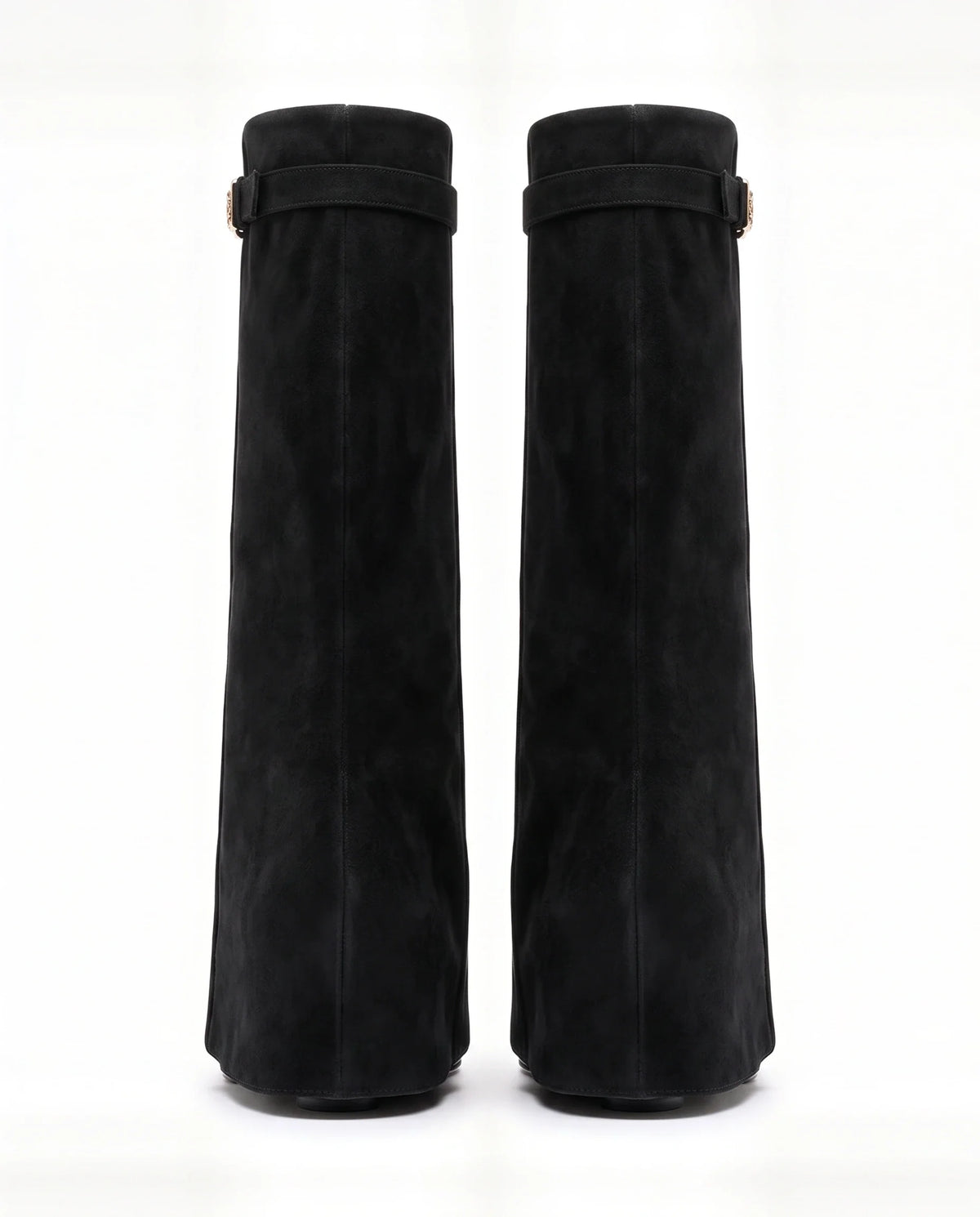 Damen Kniestiefel mit Verdecktem Keilabsatz und Überschlag 7