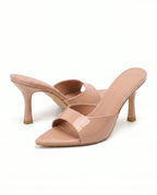 Damen Pantoletten auf Stiletto-Absatz mit Peeptoe 2