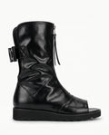 Damen Peeptoe Stiefel auf Plateausohle mit Reißverschluss Vorne 1