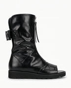 Damen Peeptoe Stiefel auf Plateausohle mit Reißverschluss Vorne 1
