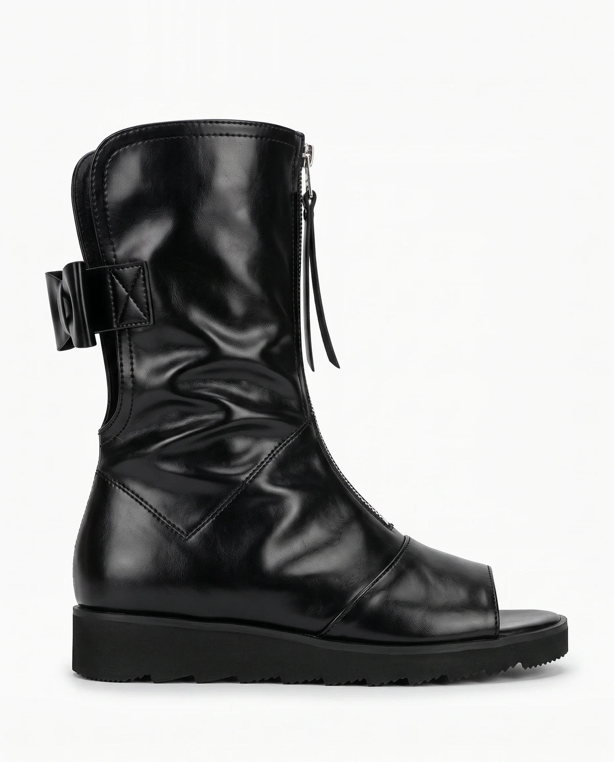 Damen Peeptoe Stiefel auf Plateausohle mit Reißverschluss Vorne 1