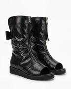 Damen Peeptoe Stiefel auf Plateausohle mit Reißverschluss Vorne 2
