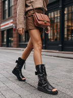 Damen Peeptoe Stiefel auf Plateausohle mit Reißverschluss Vorne 4