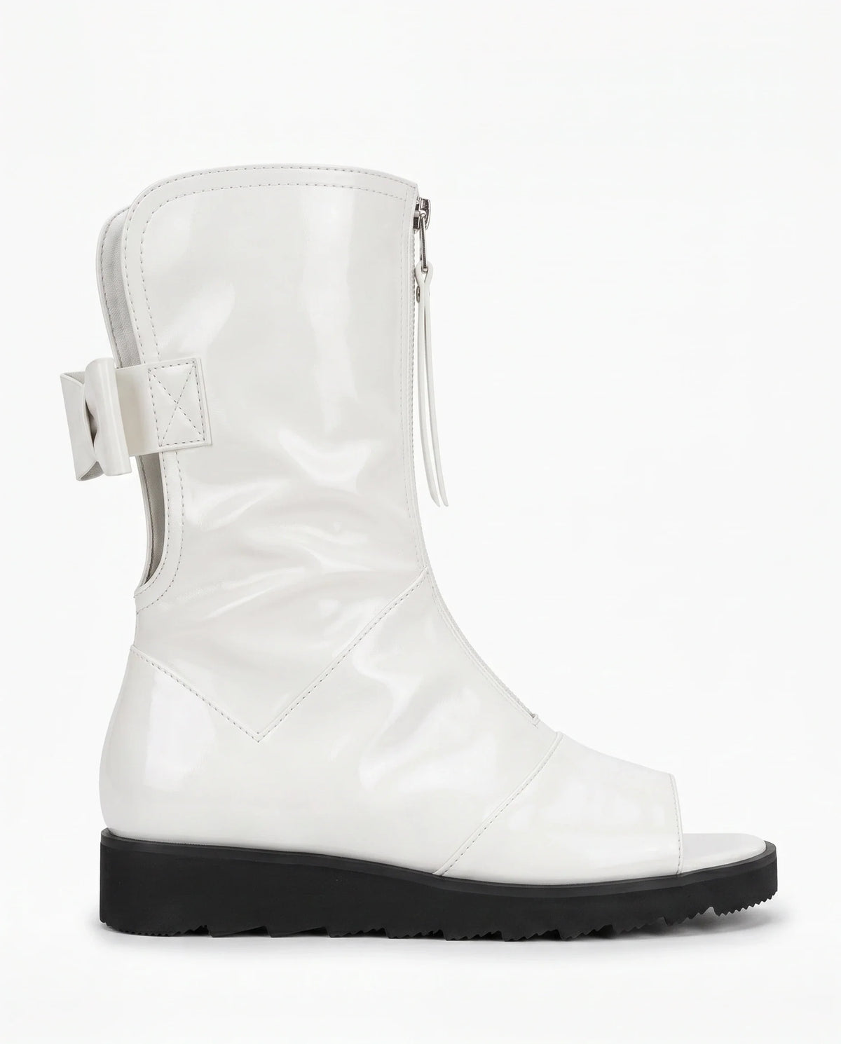 Damen Peeptoe Stiefel auf Plateausohle mit Reißverschluss Vorne 5