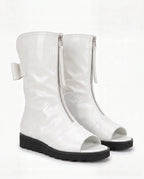 Damen Peeptoe Stiefel auf Plateausohle mit Reißverschluss Vorne 6