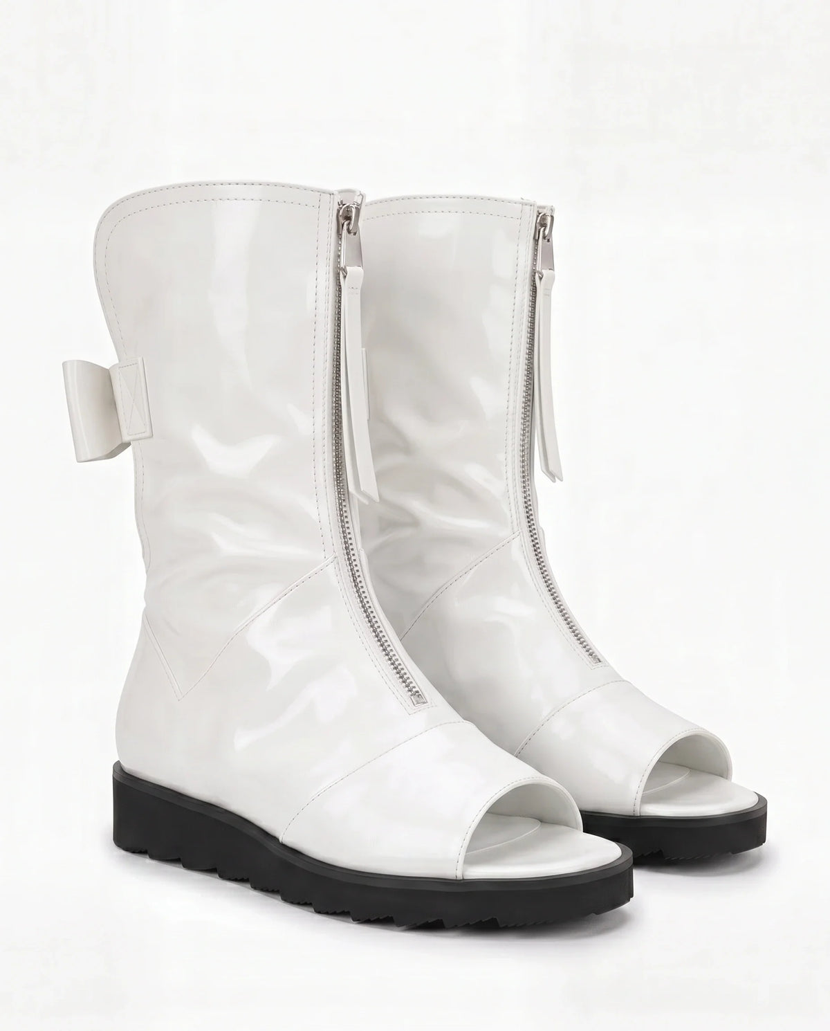 Damen Peeptoe Stiefel auf Plateausohle mit Reißverschluss Vorne 6
