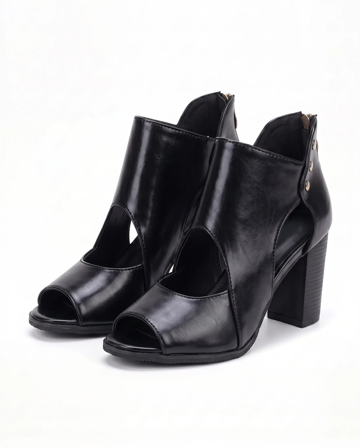 Damen Stiefeletten mit Cut-outs und Offener Zehenpartie 2