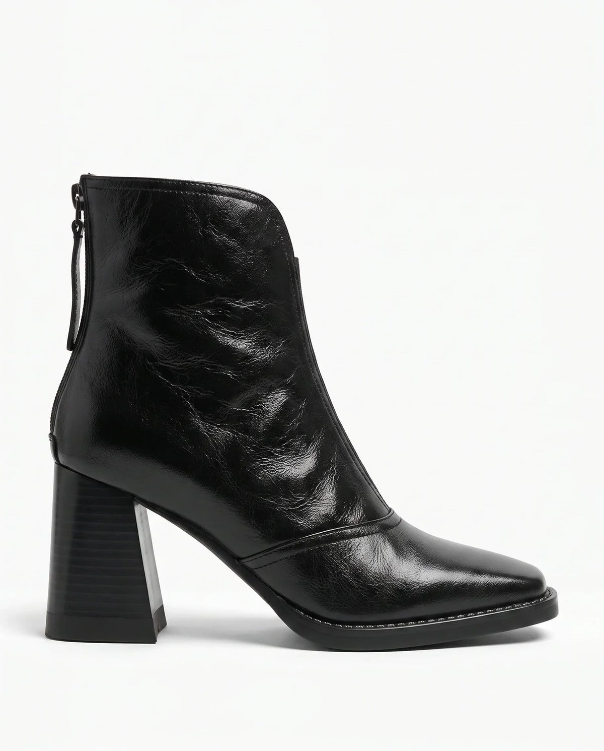 Damen Stiefeletten mit Eckiger Zehenpartie und Reißverschluss Hinten 1