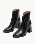 Damen Stiefeletten mit Eckiger Zehenpartie und Reißverschluss Hinten 2