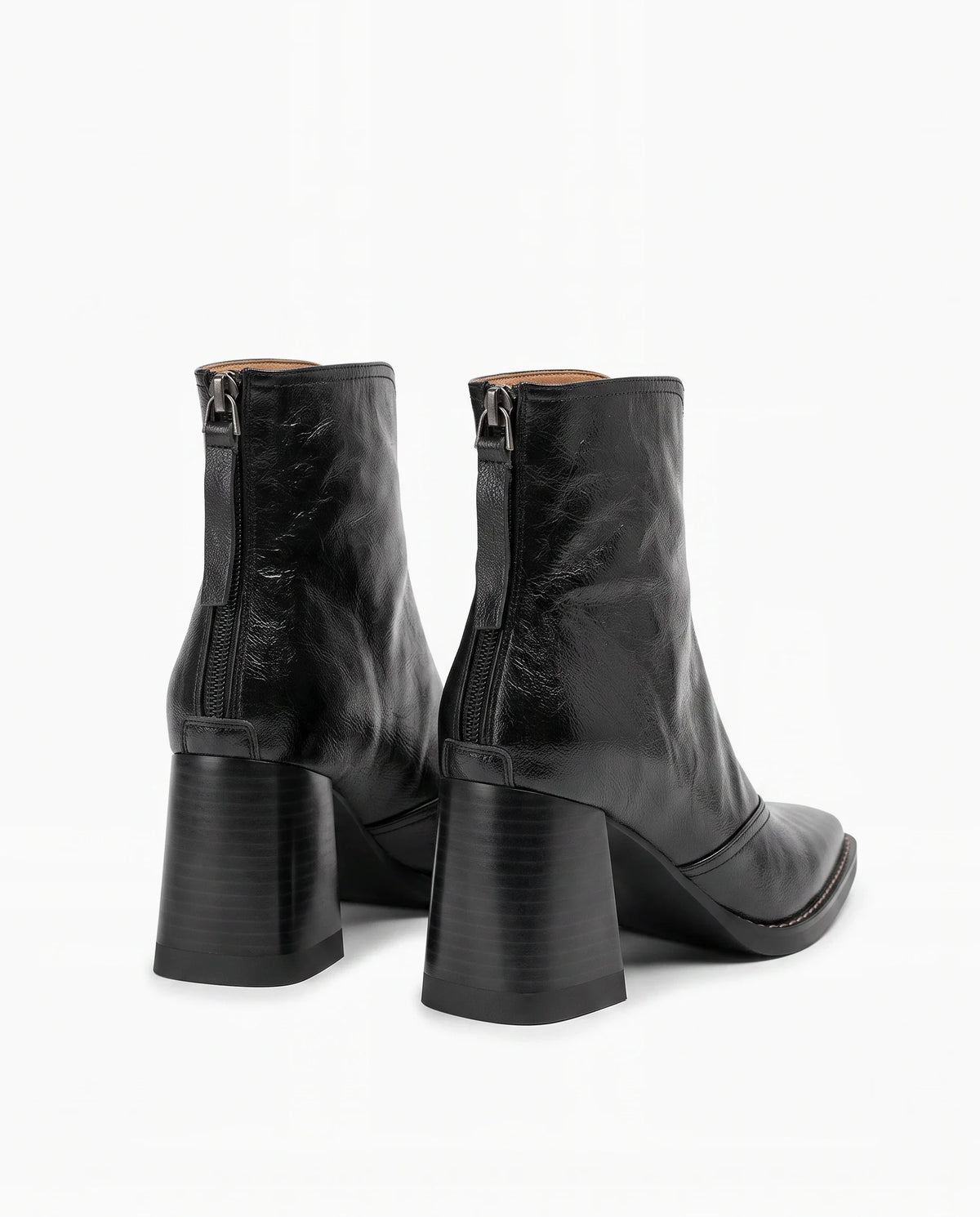 Damen Stiefeletten mit Eckiger Zehenpartie und Reißverschluss Hinten 3