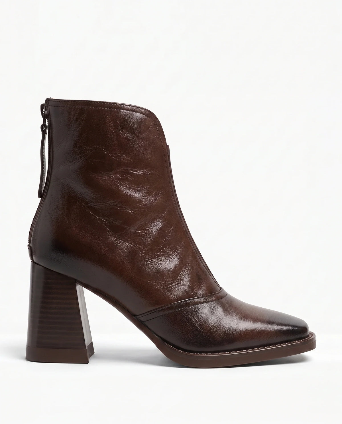 Damen Stiefeletten mit Eckiger Zehenpartie und Reißverschluss Hinten 5