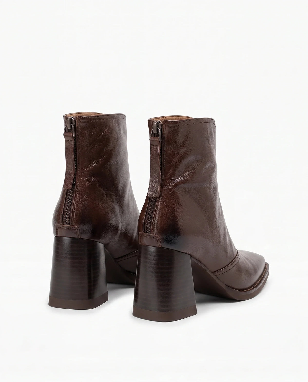 Damen Stiefeletten mit Eckiger Zehenpartie und Reißverschluss Hinten 7