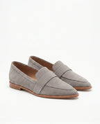 Damen Wildleder Loafer mit Spitzer Zehenpartie und Zierriemen 10